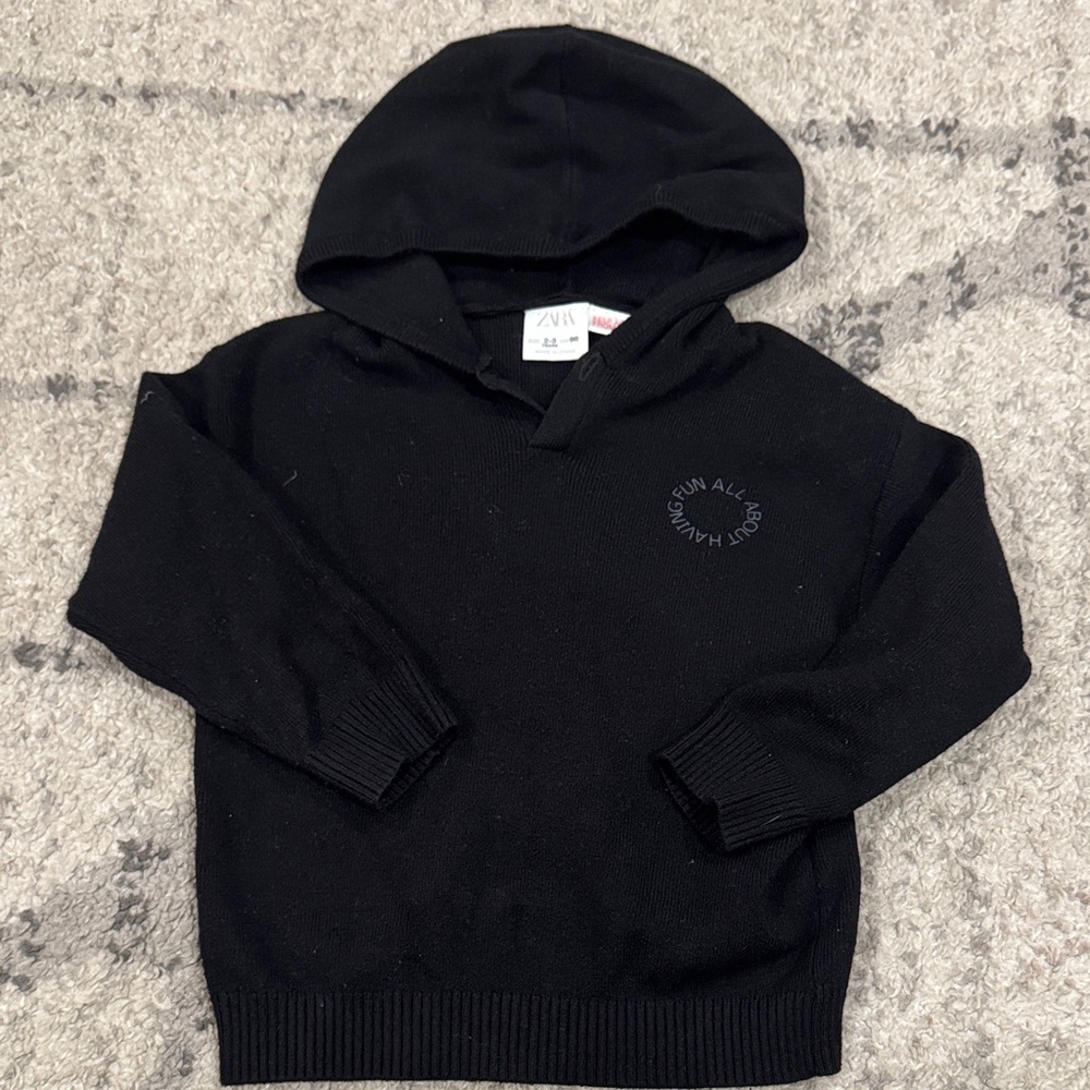 Zara Charcoal Knit Hoodie 2-3 yrs